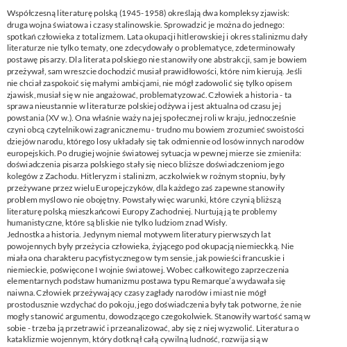 Uwagi o współczesnej literaturze polskiej (maszynopis)